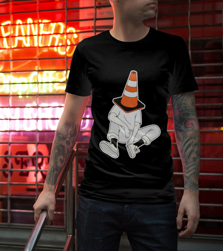 Under Construction Introvert Mode Traffic Cone Head Silent Reflection T-Shirt