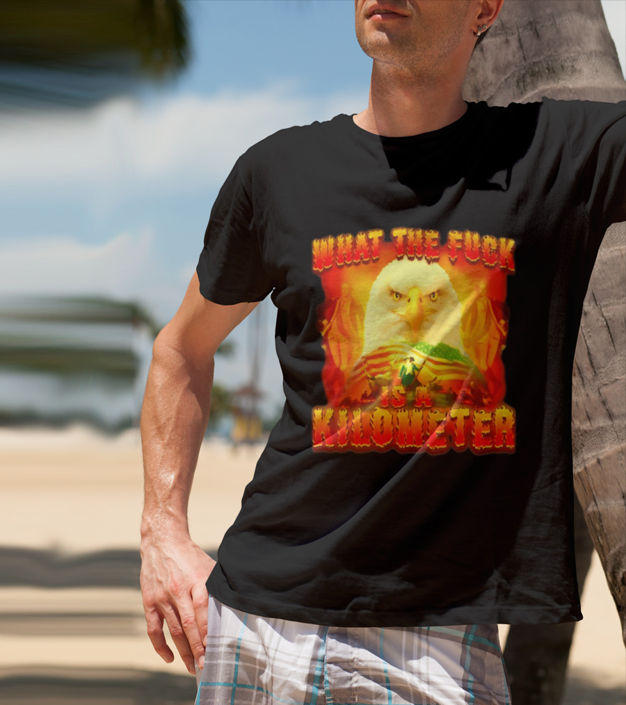 What The Fuck Is A Kilometer American Eagle Patriotic Scene T-Shirt