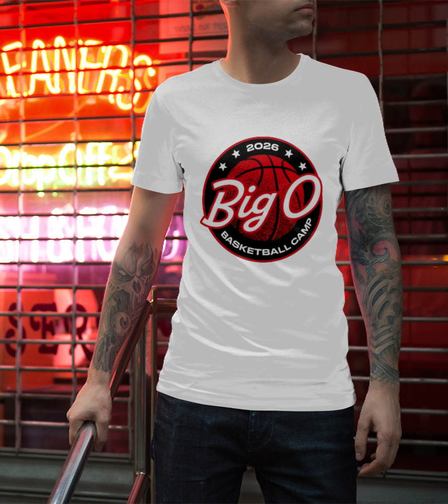 Big O Basketball Camp 2026 Red Basketball Circle Stars T-Shirt