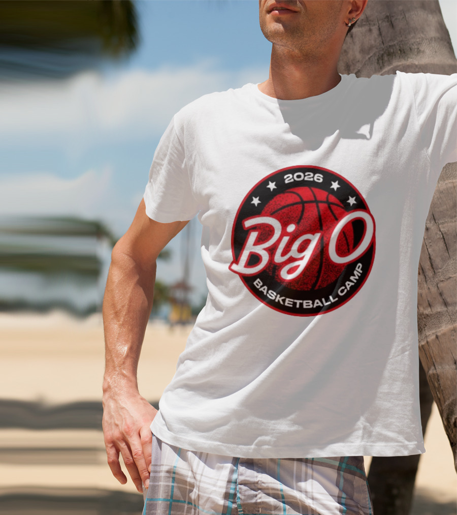 Big O Basketball Camp 2026 Red Basketball Circle Stars T-Shirt
