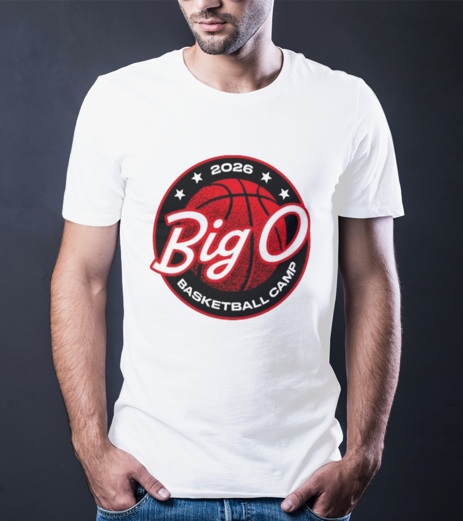 Big O Basketball Camp 2026 Red Basketball Circle Stars T-Shirt