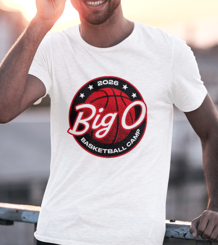 Big O Basketball Camp 2026 Red Basketball Circle Stars T-Shirt