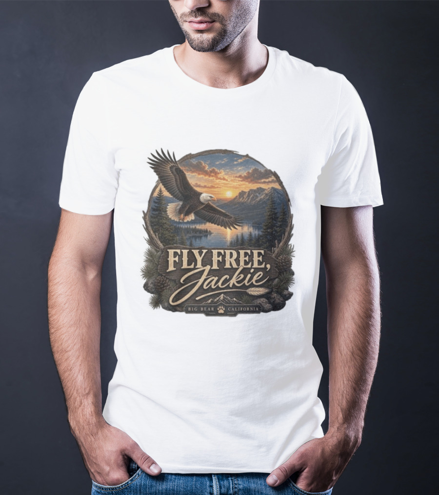 Fly Free Jackie Eagle Soaring Big Bear California Sunset T-Shirt