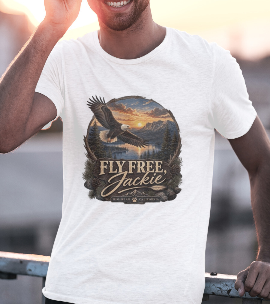 Fly Free Jackie Eagle Soaring Big Bear California Sunset T-Shirt