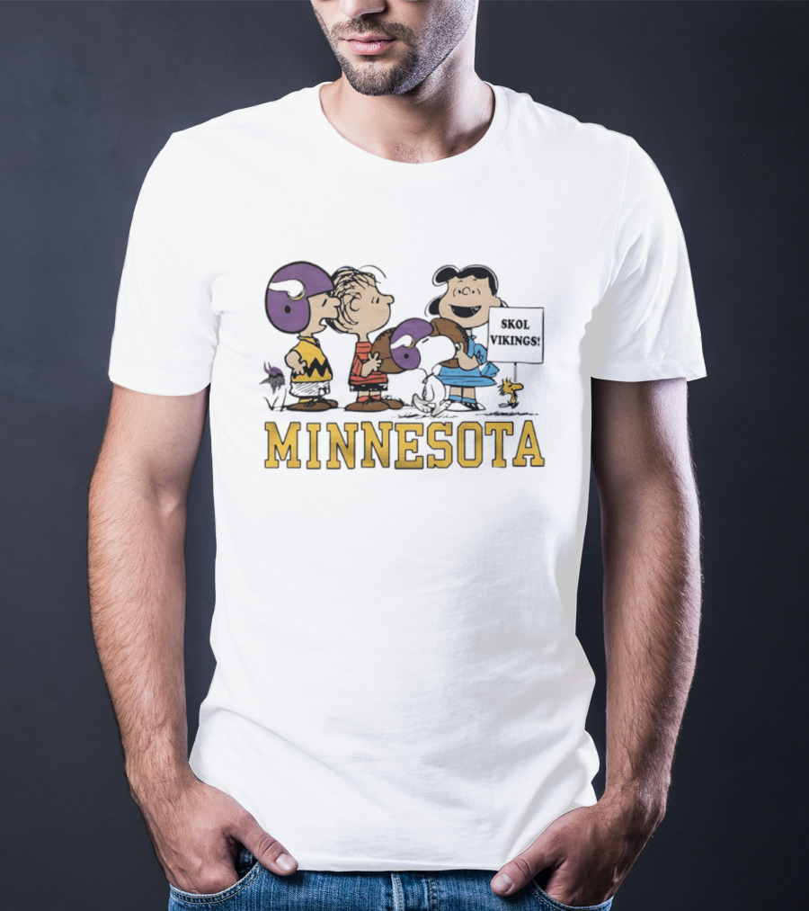 Minnesota Vikings Peanuts Skol Vikings Linus Lucy Woodstock Charlie Brown T-Shirt