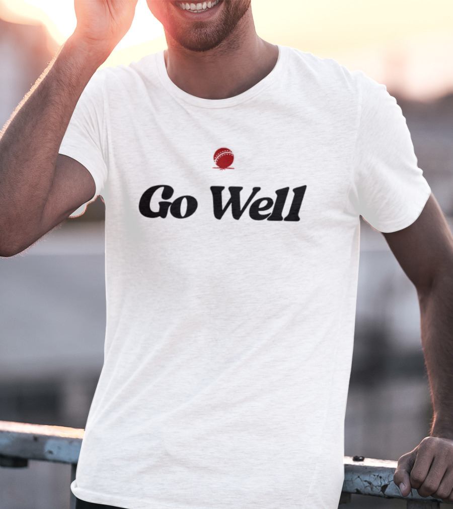 Go Well Cheers Cricket Red Ball Icon 2 Sided T-Shirt