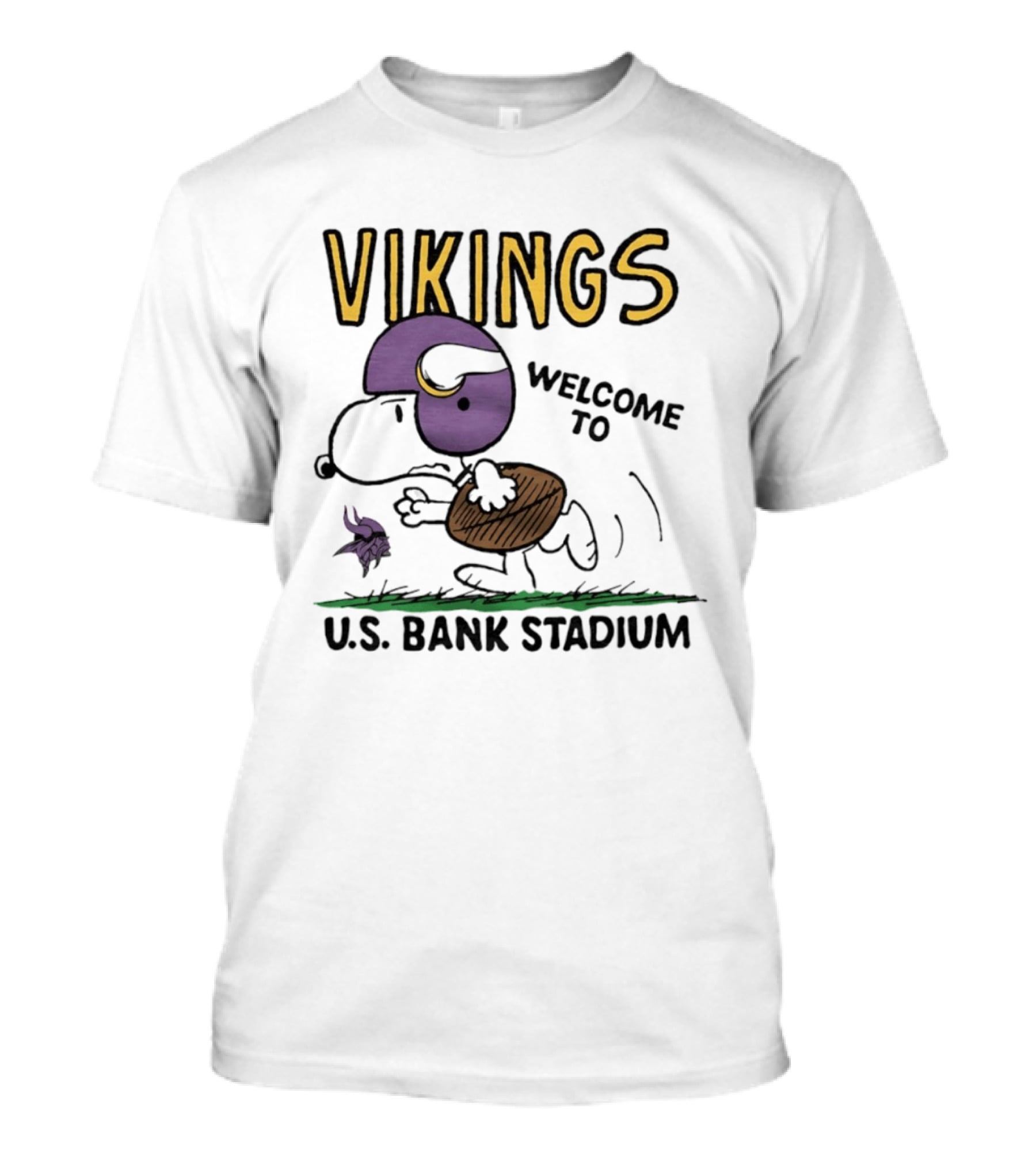 Minnesota Vikings Snoopy Welcome To U.S. Bank Stadium Peanuts Collaboration T-Shirt