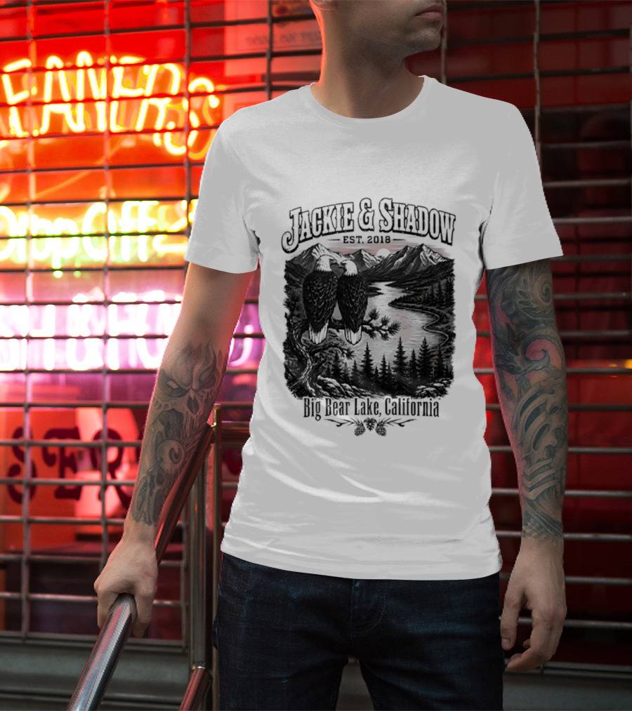 Jackie And Shadow Est 2018 Big Bear Lake California Mountain Scene T-Shirt