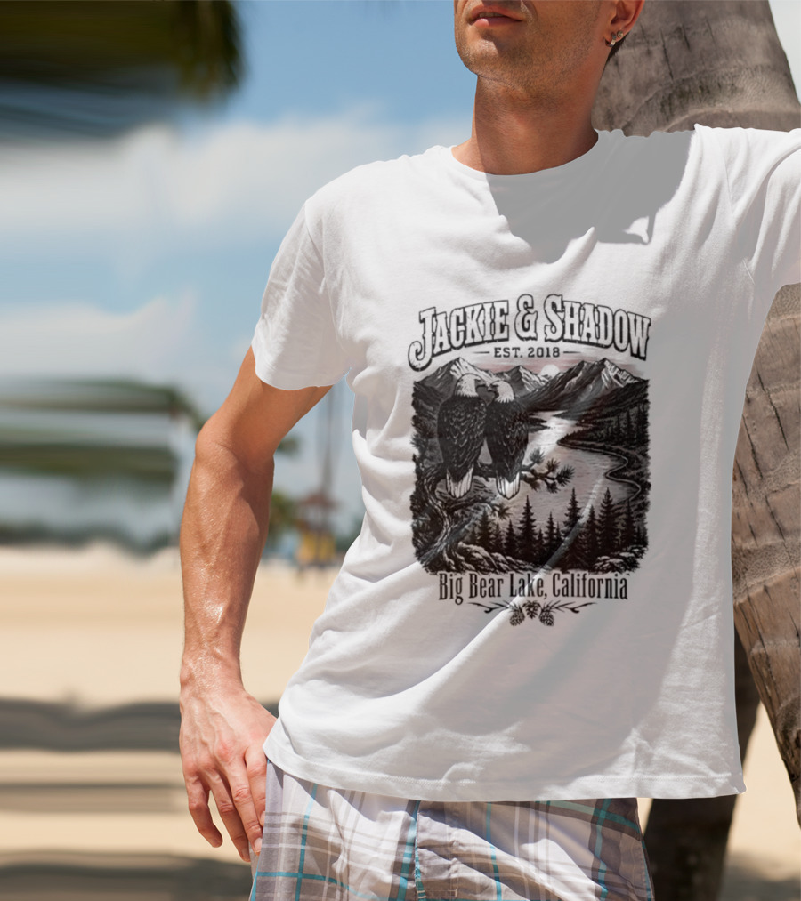 Jackie And Shadow Est 2018 Big Bear Lake California Mountain Scene T-Shirt