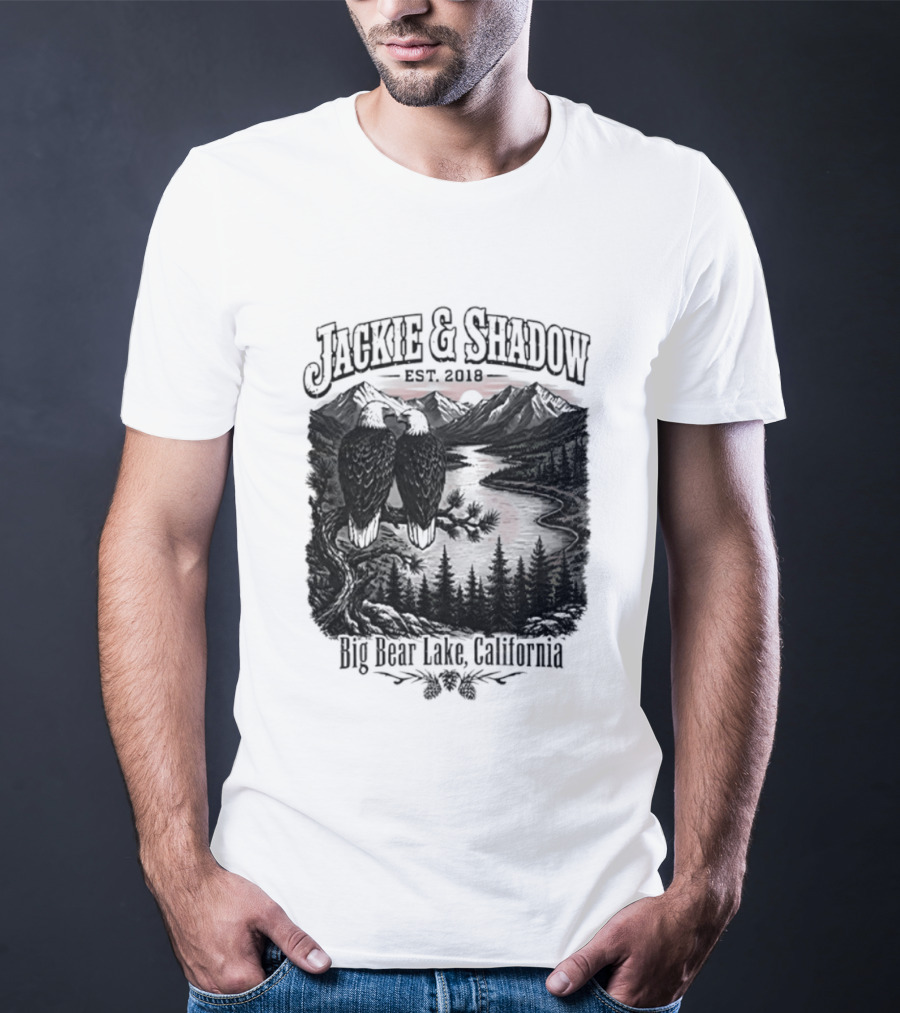 Jackie And Shadow Est 2018 Big Bear Lake California Mountain Scene T-Shirt