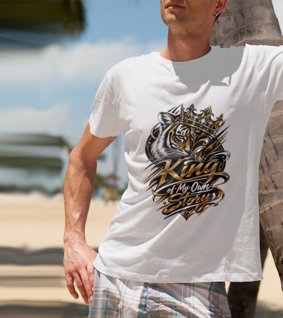 King Of My Own Story Tiger Crown Motif T-Shirt
