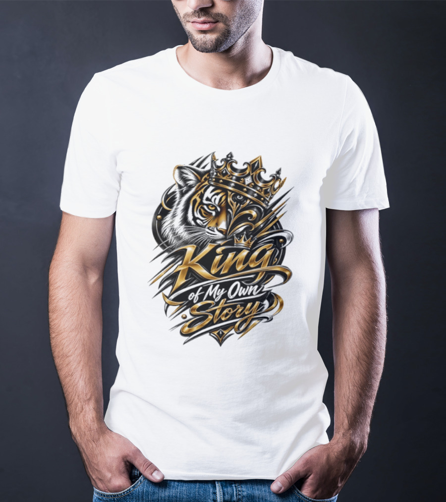 King Of My Own Story Tiger Crown Motif T-Shirt