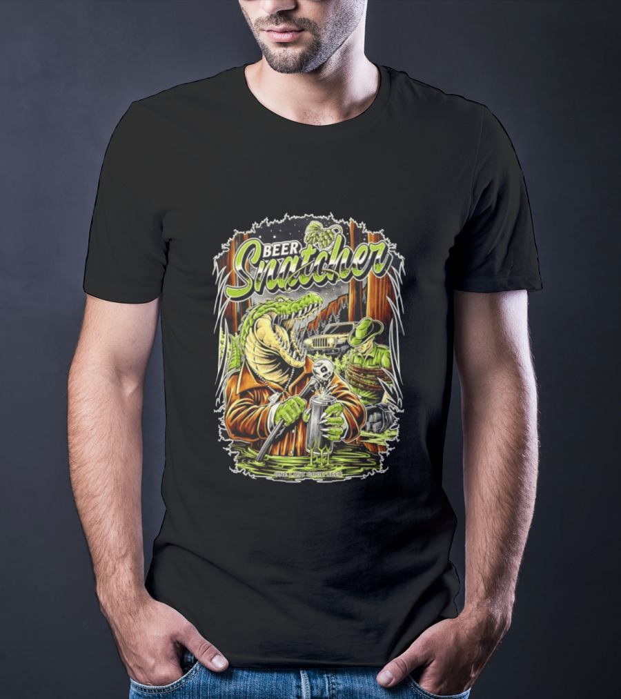Beer Snatcher Alligator One Last Good Beer Hunter Scene T-Shirt