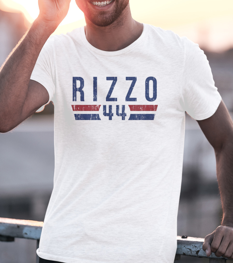 Anthony Rizzo 44 Chicago Cubs MLB 2026 Name And Number Blue Red T-Shirt