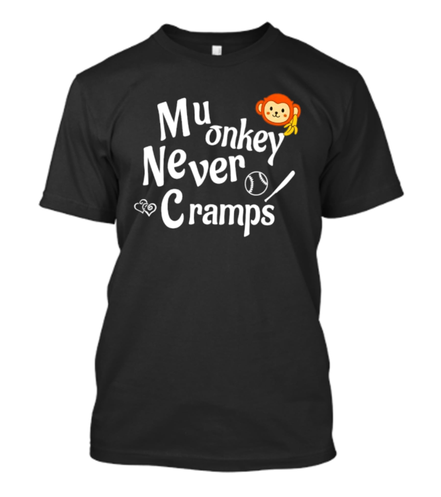 Mu Onkey Never Cramps Baseball Sports With Cute Monkey And Baseball T-Shirt