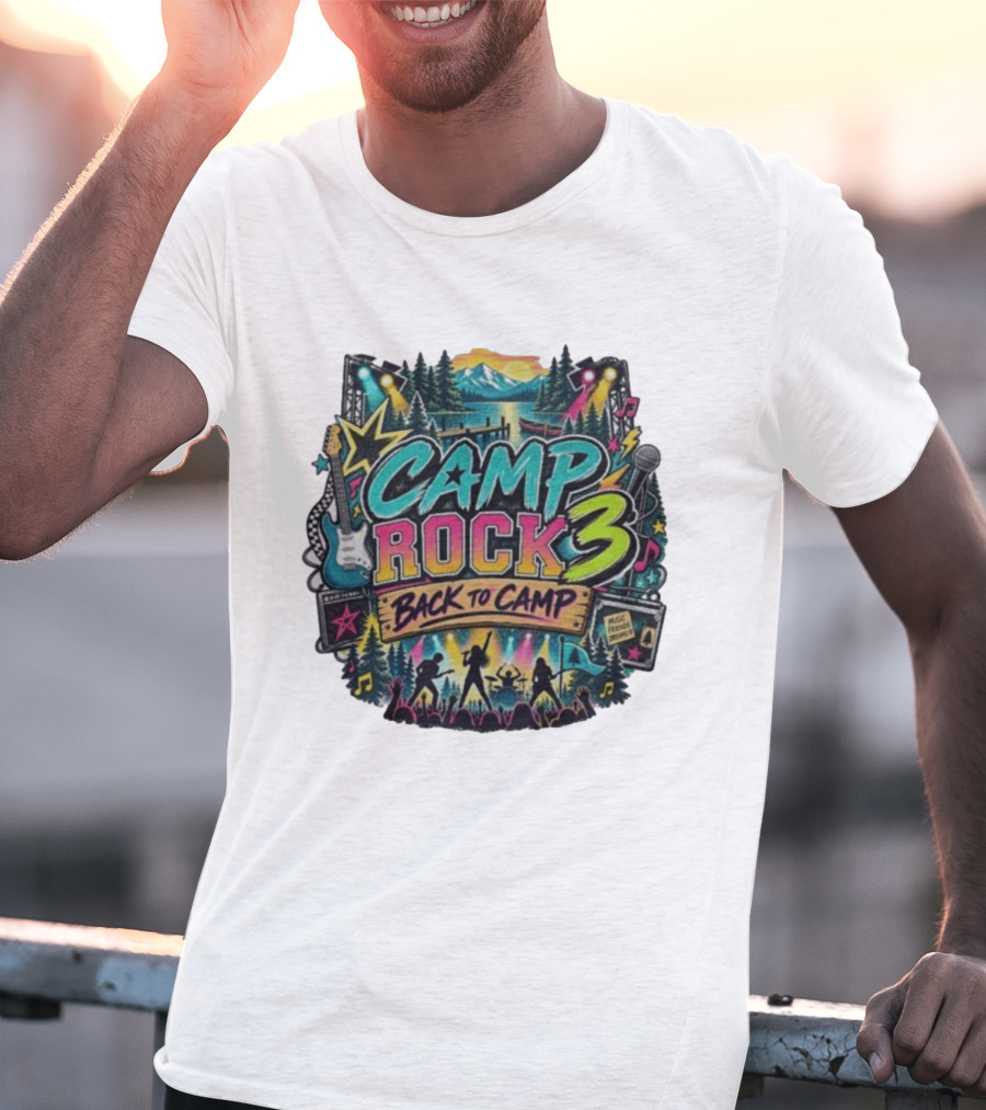 Camp Rock 3 Back To Camp Music Stage Adventure With Guitars And Stars T-Shirt