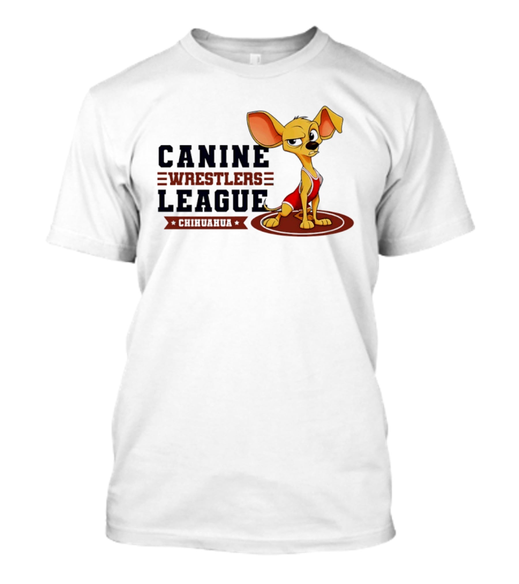 Canine Wrestlers League Chihuahua Wrestler Cartoon T-Shirt