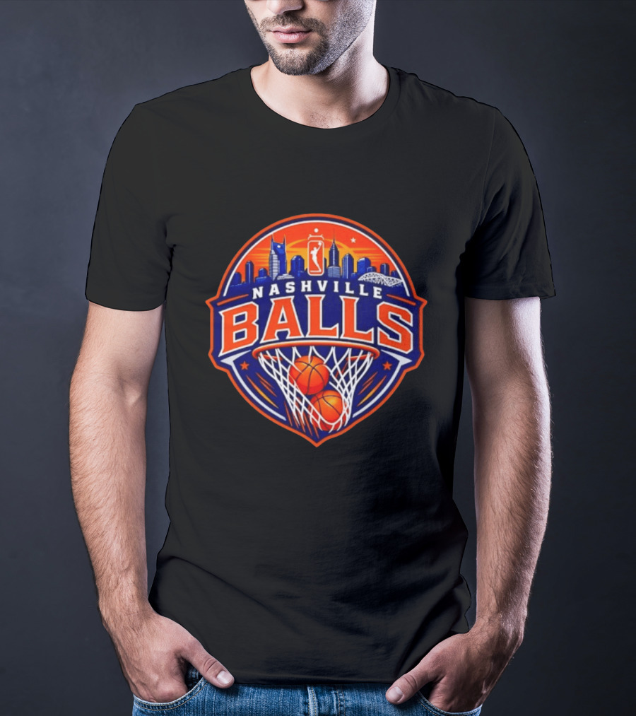 Nashville Balls Basketball Sports Skyline And Net T-Shirt