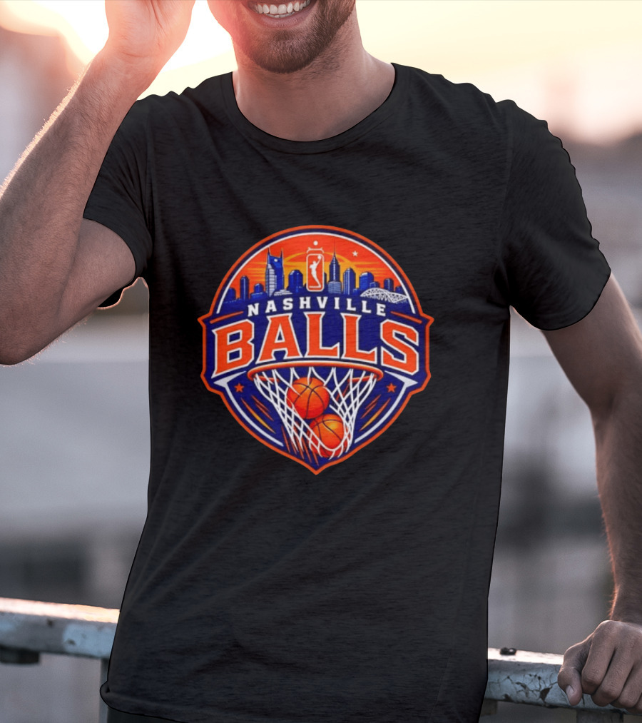 Nashville Balls Basketball Sports Skyline And Net T-Shirt