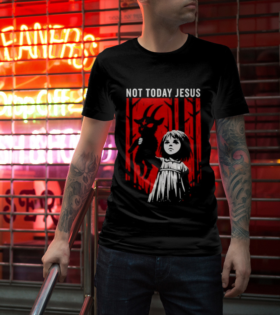 Not Today Jesus Satanic Goat Occult Gothic Girl T-Shirt
