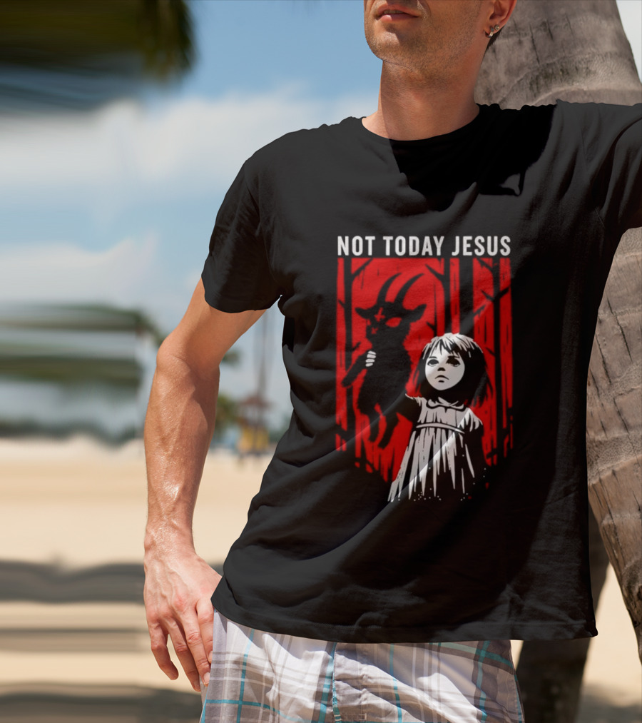 Not Today Jesus Satanic Goat Occult Gothic Girl T-Shirt