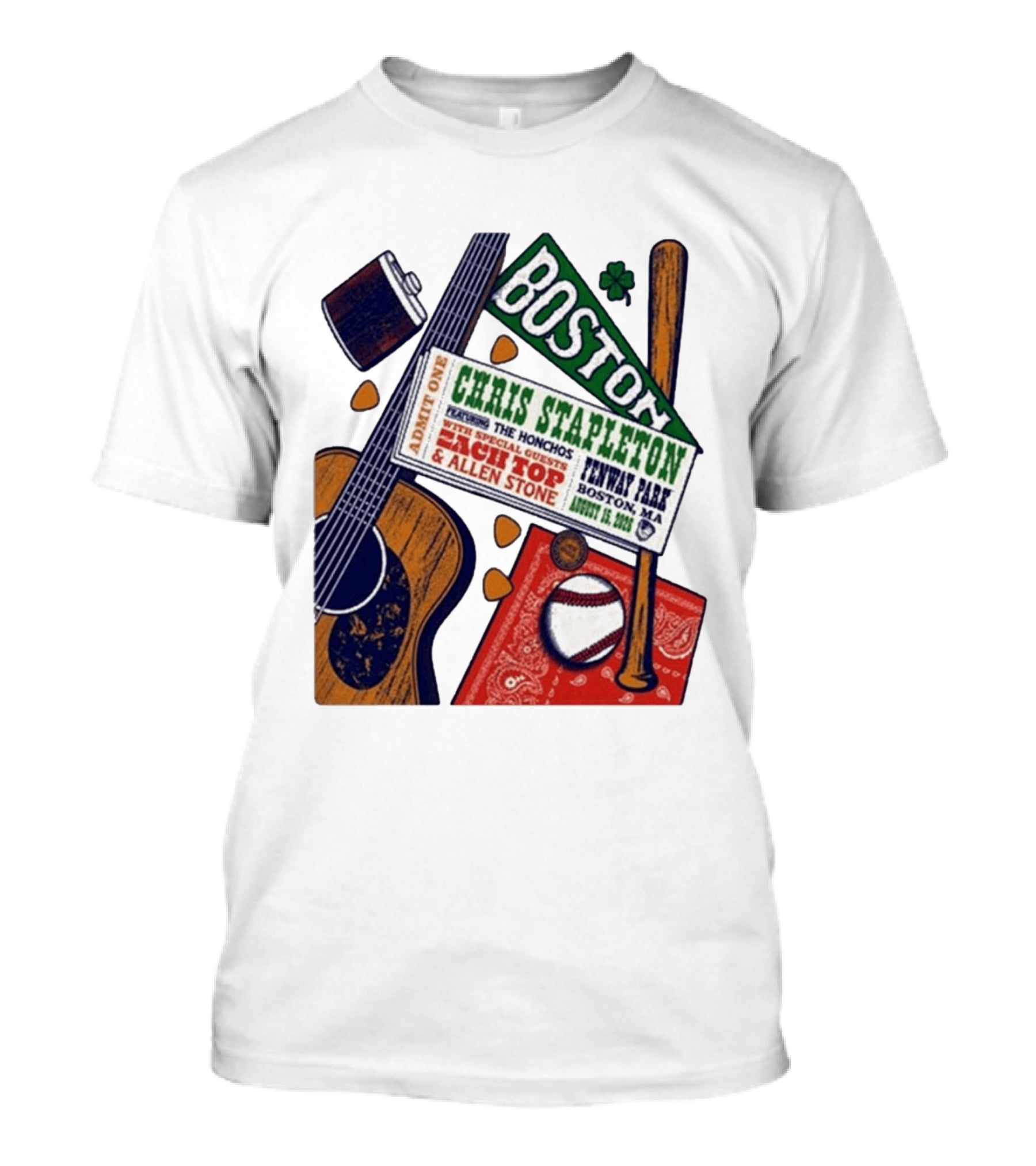Chris Stapleton Live At Fenway Park Boston August 15 2026 Featuring The Honchos Zach Top Allen Stone T-Shirt