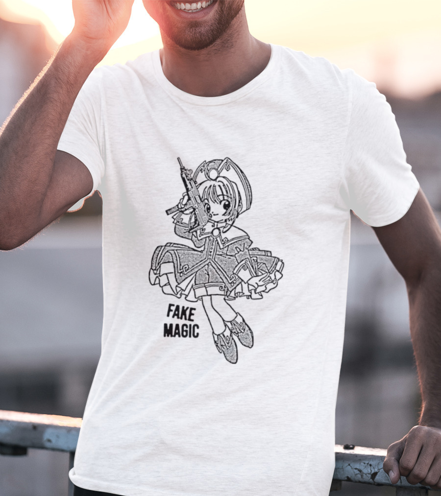 Fake Magic Anime Girl Manga Gun T-Shirt