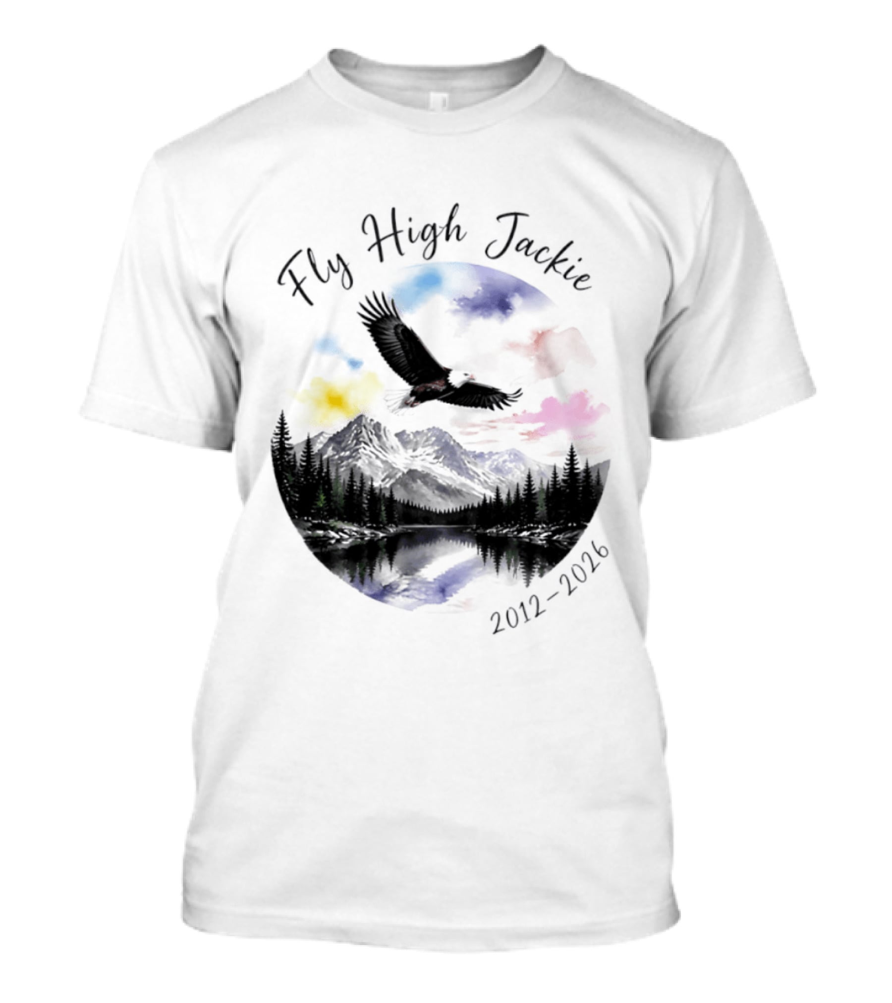 Fly High Jackie 2012 2026 Eagle Mountain Lake Memorial With Soaring Eagle And Scenic Sunset T-Shirt