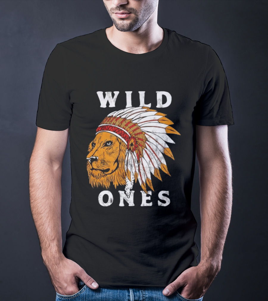 Wild Ones Lion Native American Headdress T-Shirt
