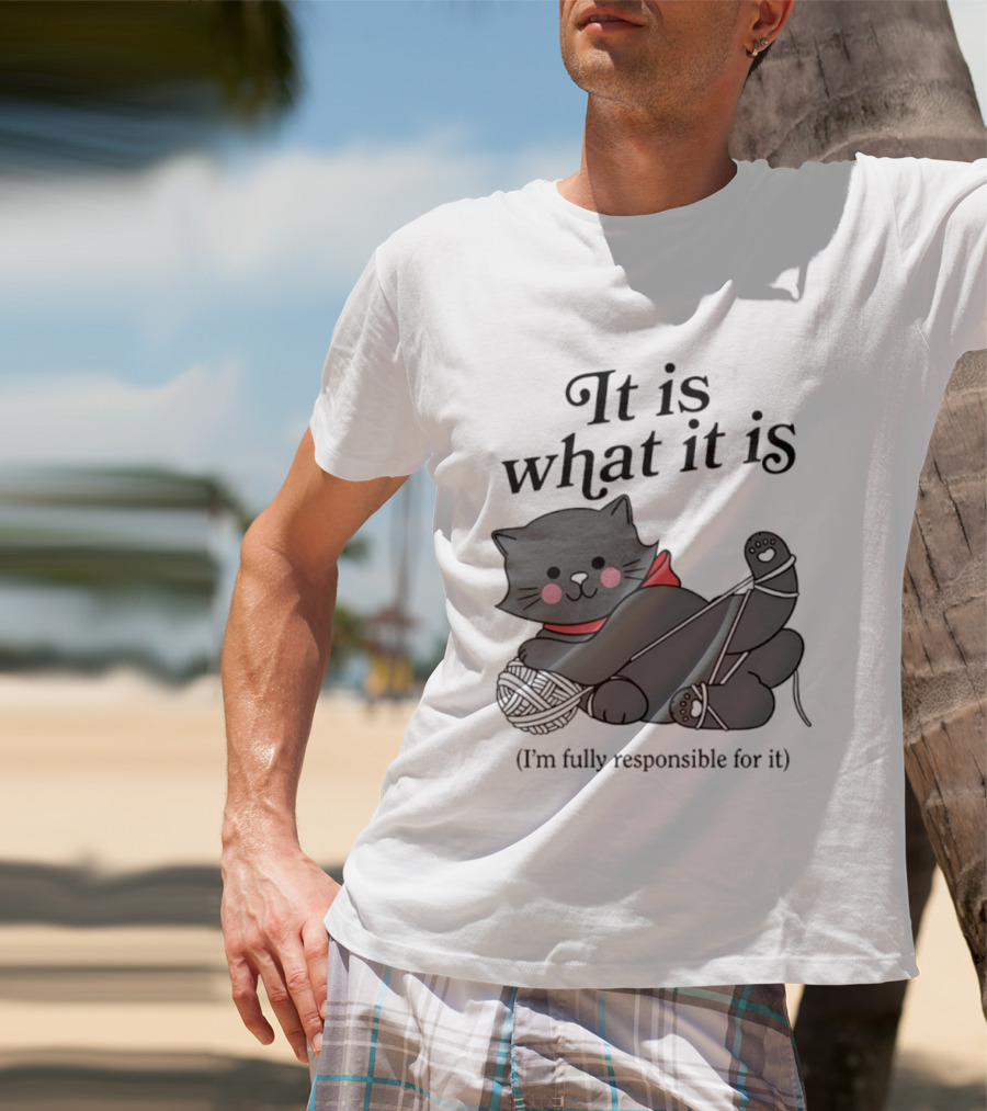 It Is What It Is Playful Cat With Yarn I'm Fully Responsible For It T-Shirt