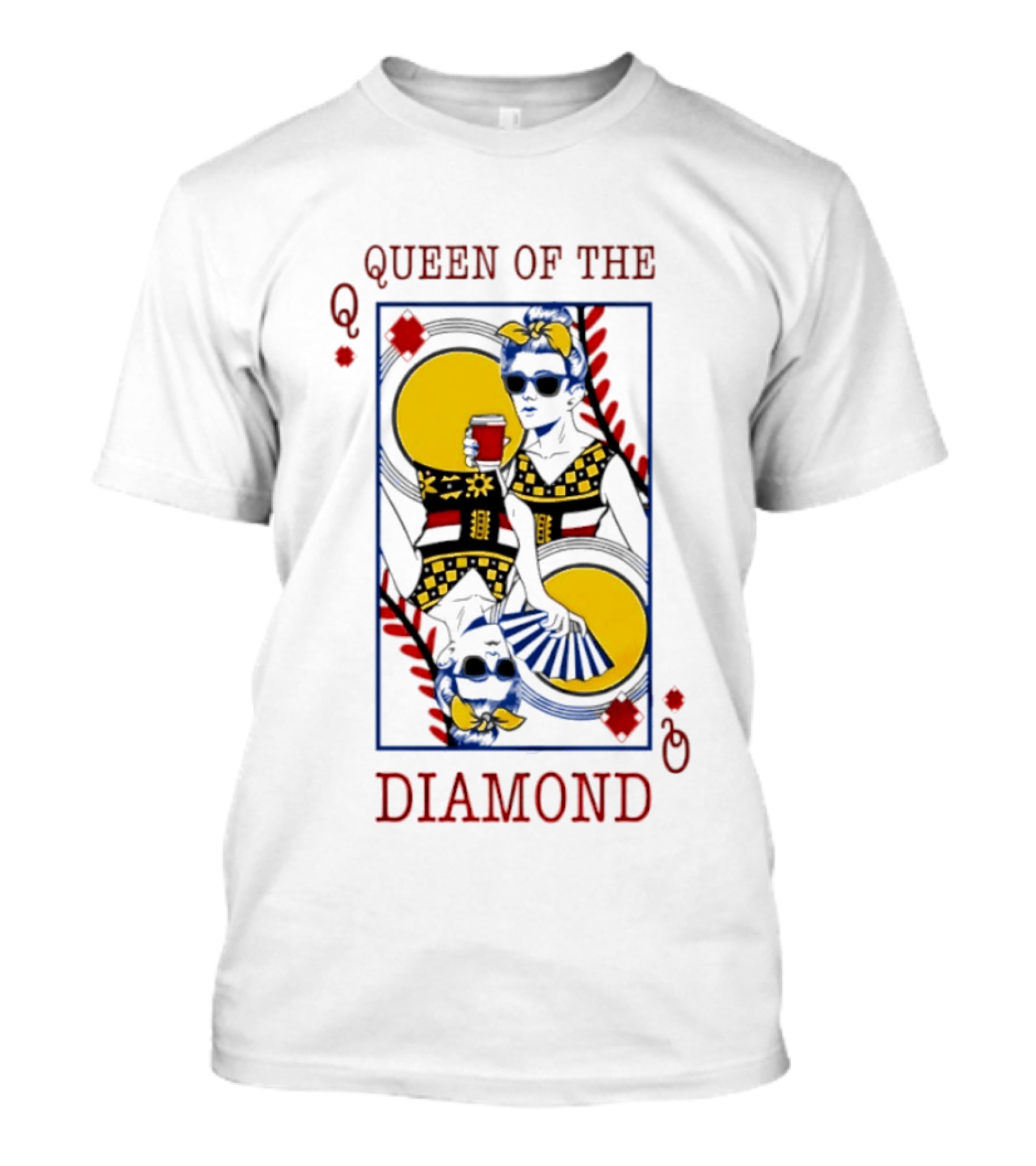 Queen Of The Diamond Playing Card Baseball T-Shirt