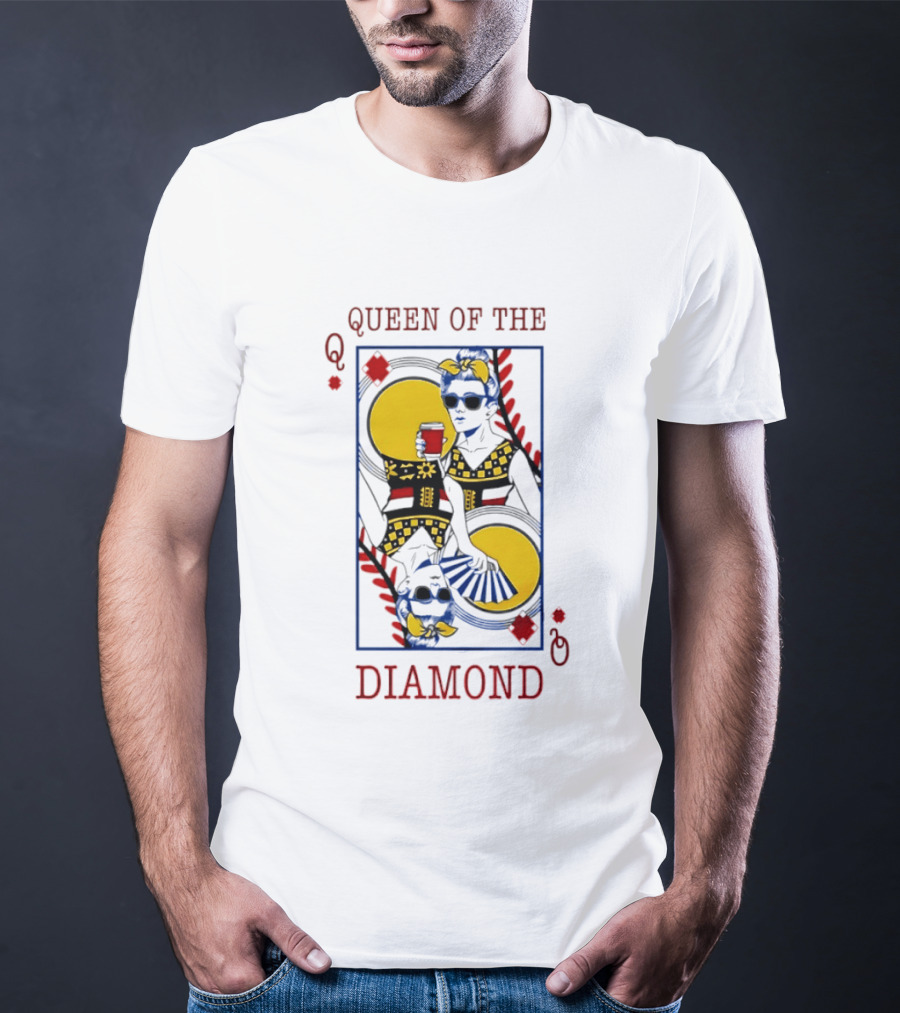 Queen Of The Diamond Playing Card Baseball T-Shirt