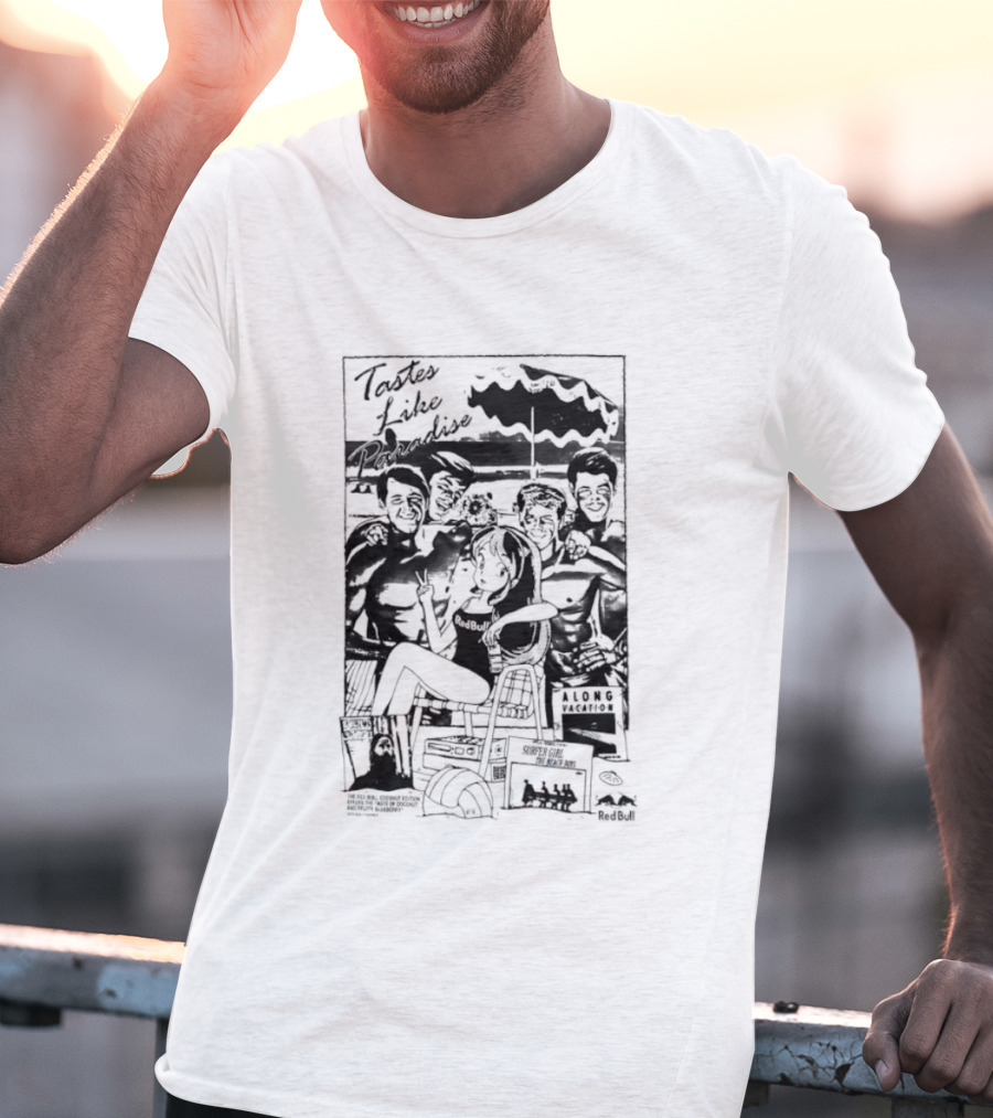 Tastes Like Paradise Vacation Surfer Girl The Beach Boys Red Bull T-Shirt