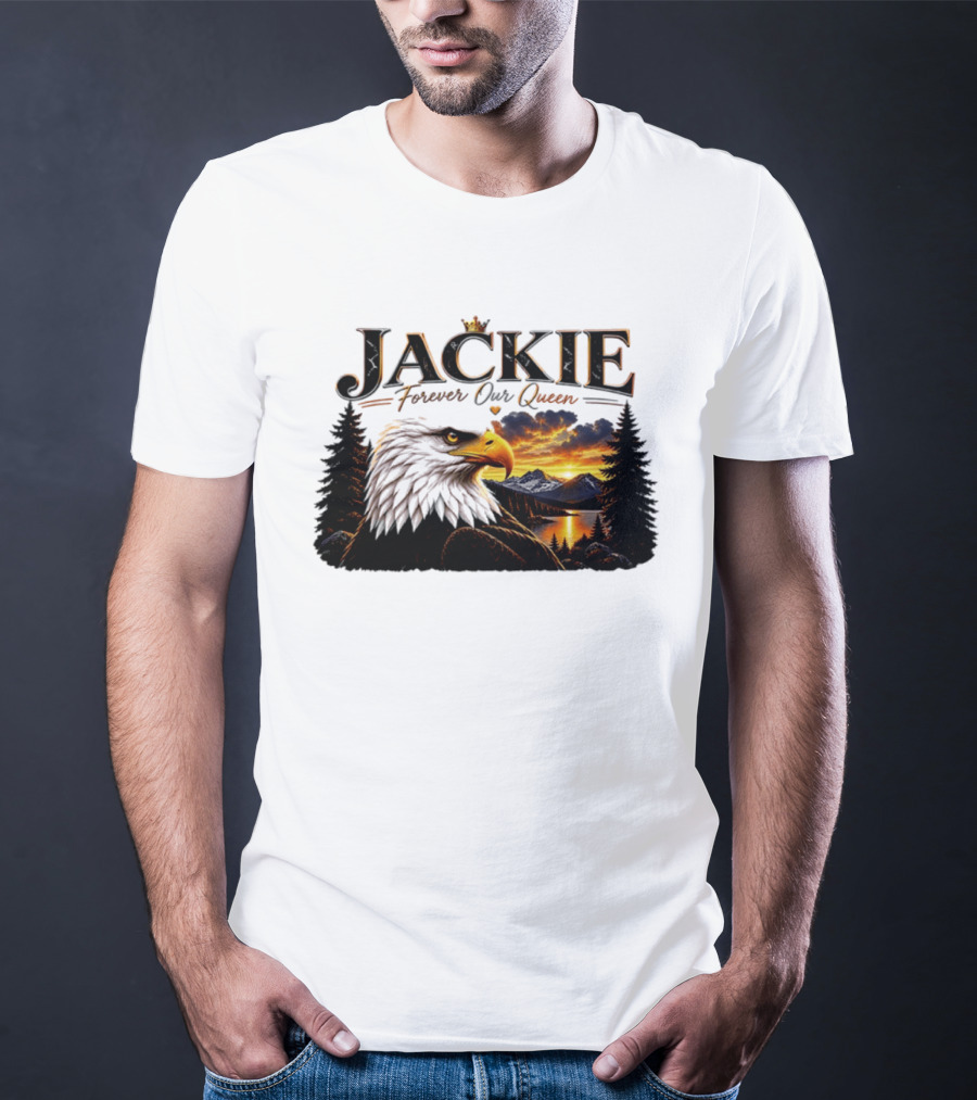 Jackie Forever Our Queen Eagle Sunset Mountain Scene T-Shirt