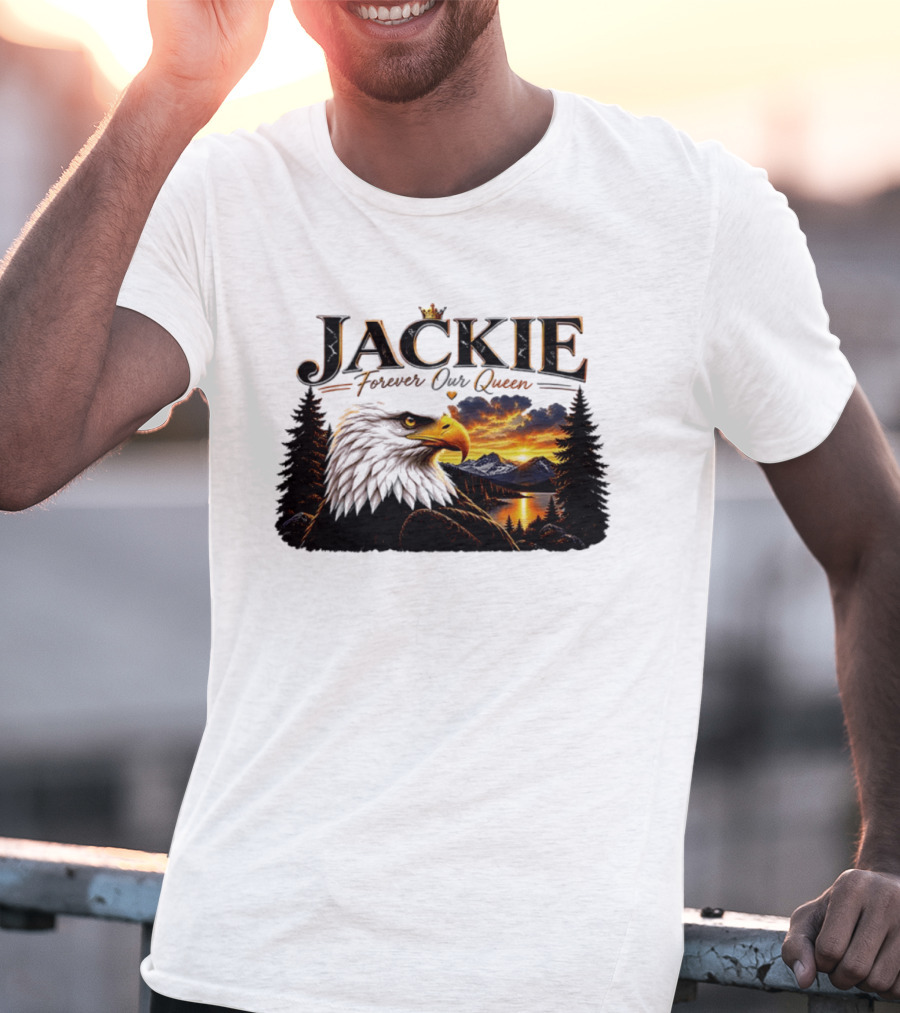 Jackie Forever Our Queen Eagle Sunset Mountain Scene T-Shirt