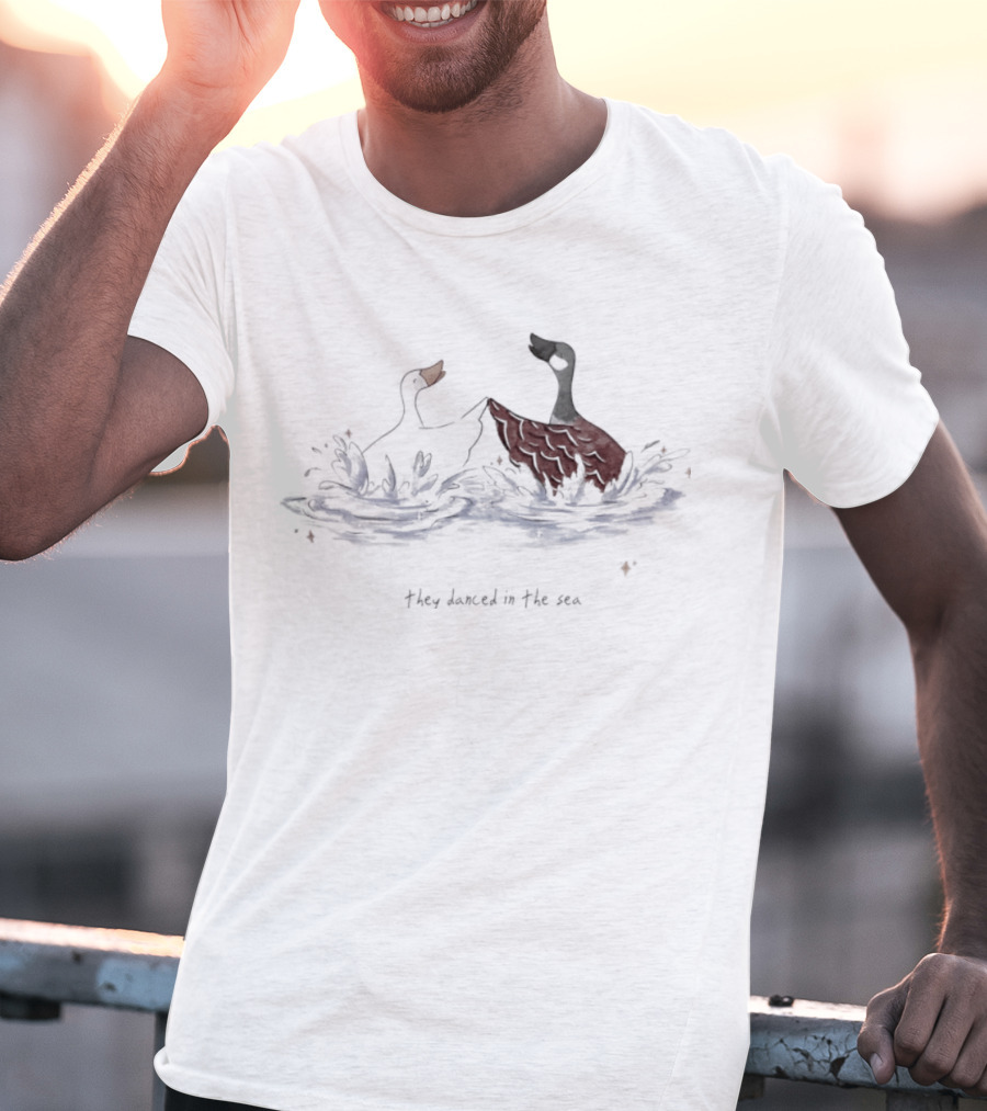 They Danced In The Sea Goose Ducks Watercolor T-Shirt