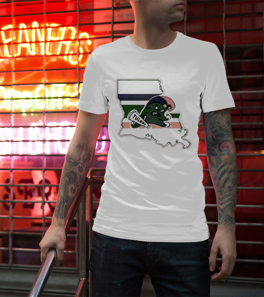 Tulane Green Wave Louisiana State Mardi Gras Map T-Shirt