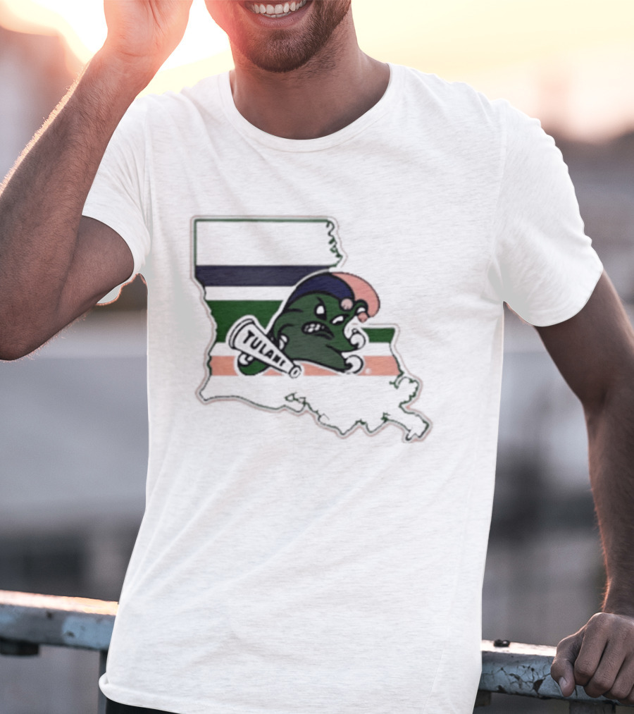 Tulane Green Wave Louisiana State Mardi Gras Map T-Shirt