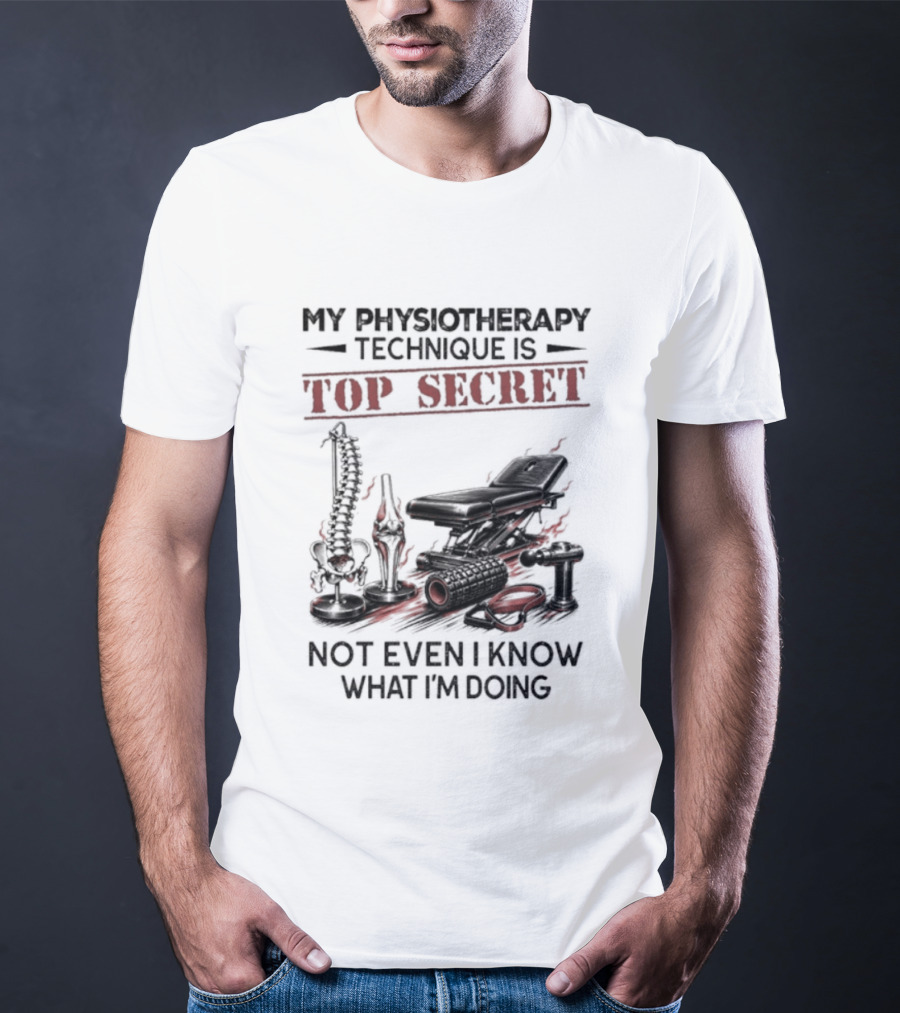 My Physiotherapy Technique Is Top Secret Not Even I Know What I'm Doing With Spinal Cord And Adjustment Table T-Shirt