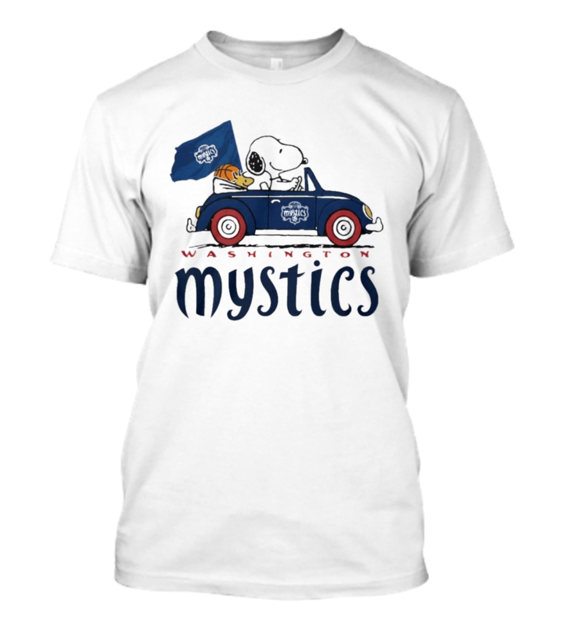 Washington Mystics Snoopy And Woodstock Driving With Basketball T-Shirt