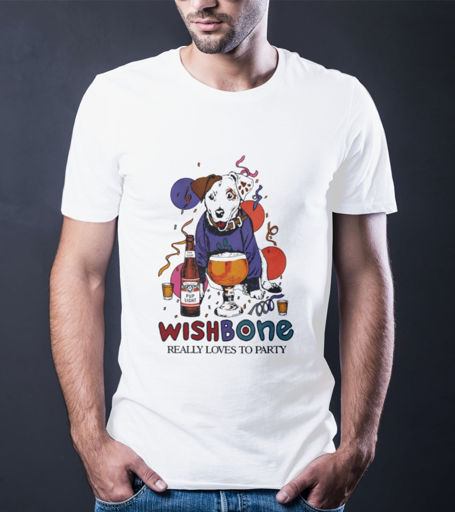 Wishbone Really Loves To Party Dog Beer Celebration T-Shirt