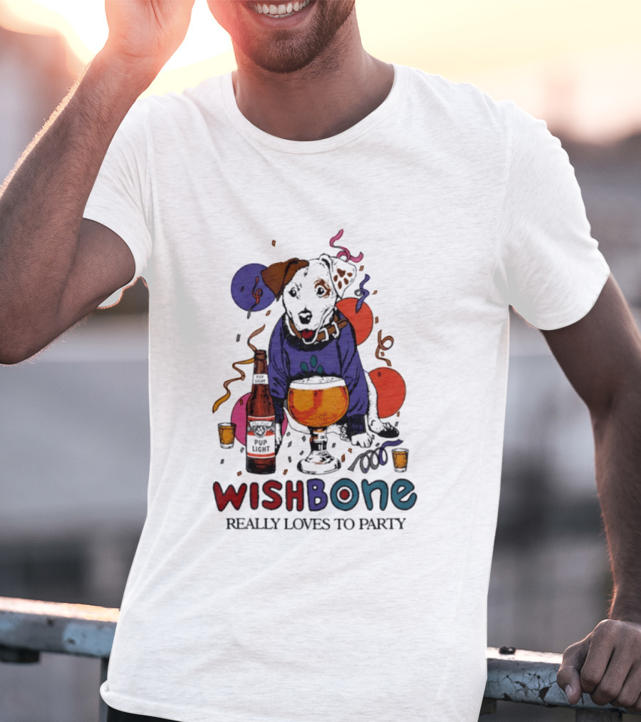 Wishbone Really Loves To Party Dog Beer Celebration T-Shirt