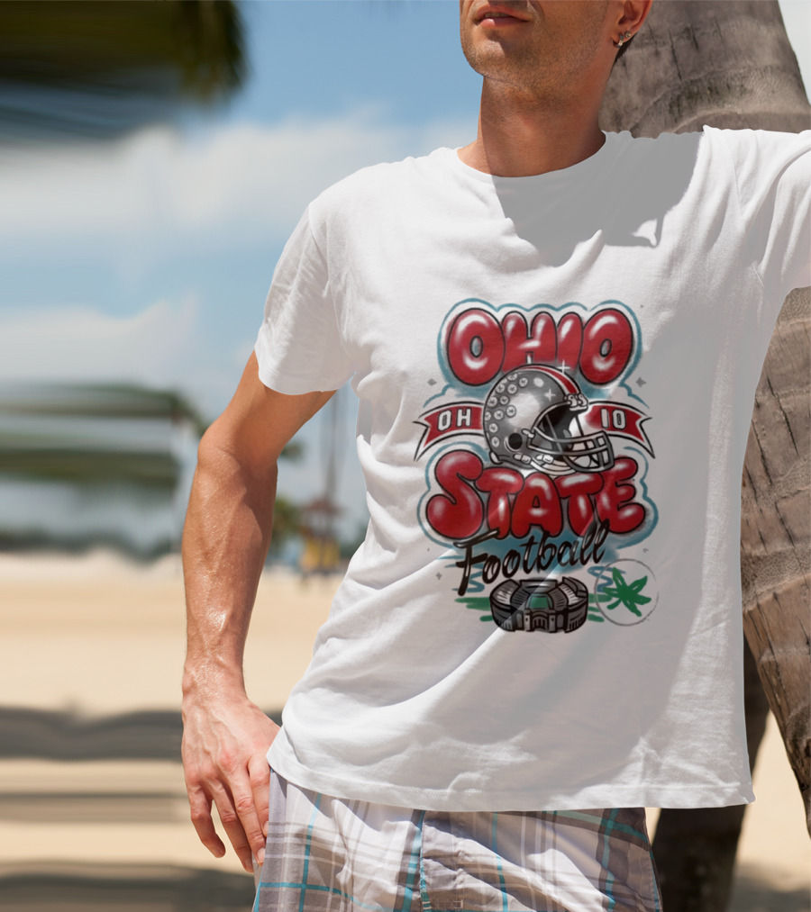 Ohio State Buckeyes Football 90s Bootleg Airbrush Helmet Stadium T-Shirt