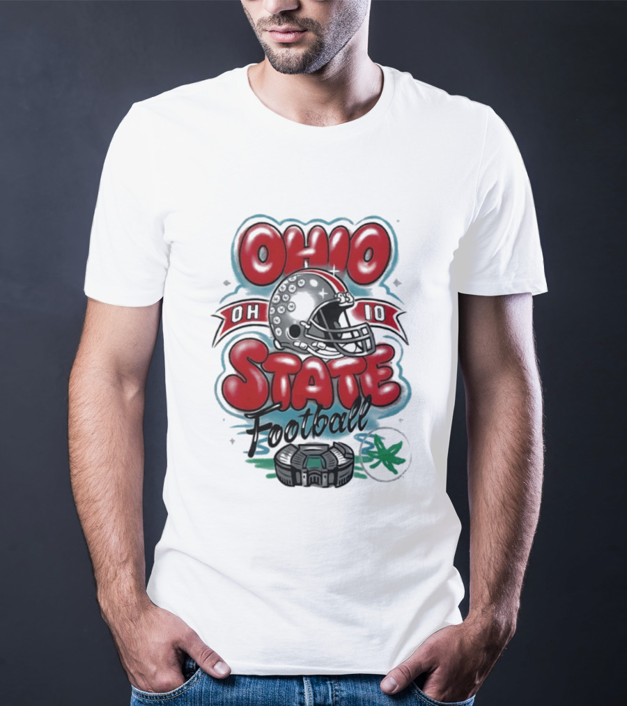 Ohio State Buckeyes Football 90s Bootleg Airbrush Helmet Stadium T-Shirt