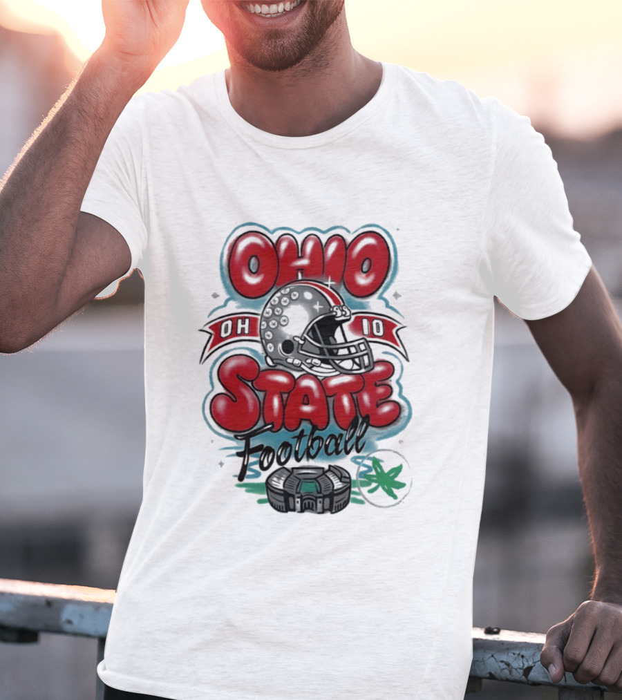 Ohio State Buckeyes Football 90s Bootleg Airbrush Helmet Stadium T-Shirt