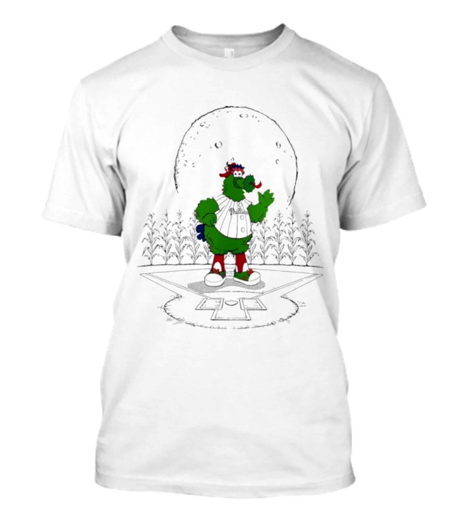 Philadelphia Phillies Phanatic MLB 2026 Season Field Of Dreams Moonlit Scene T-Shirt