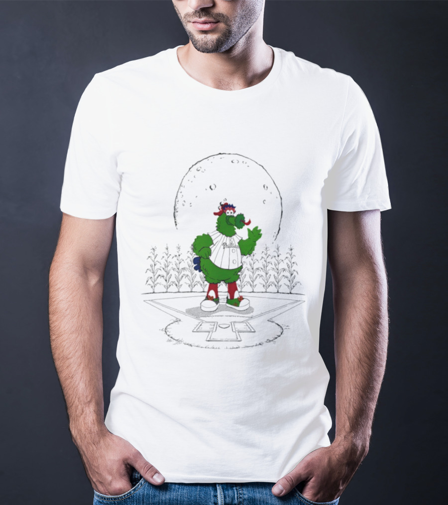 Philadelphia Phillies Phanatic MLB 2026 Season Field Of Dreams Moonlit Scene T-Shirt