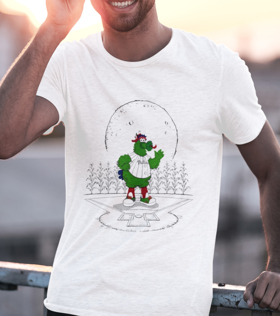 Philadelphia Phillies Phanatic MLB 2026 Season Field Of Dreams Moonlit Scene T-Shirt