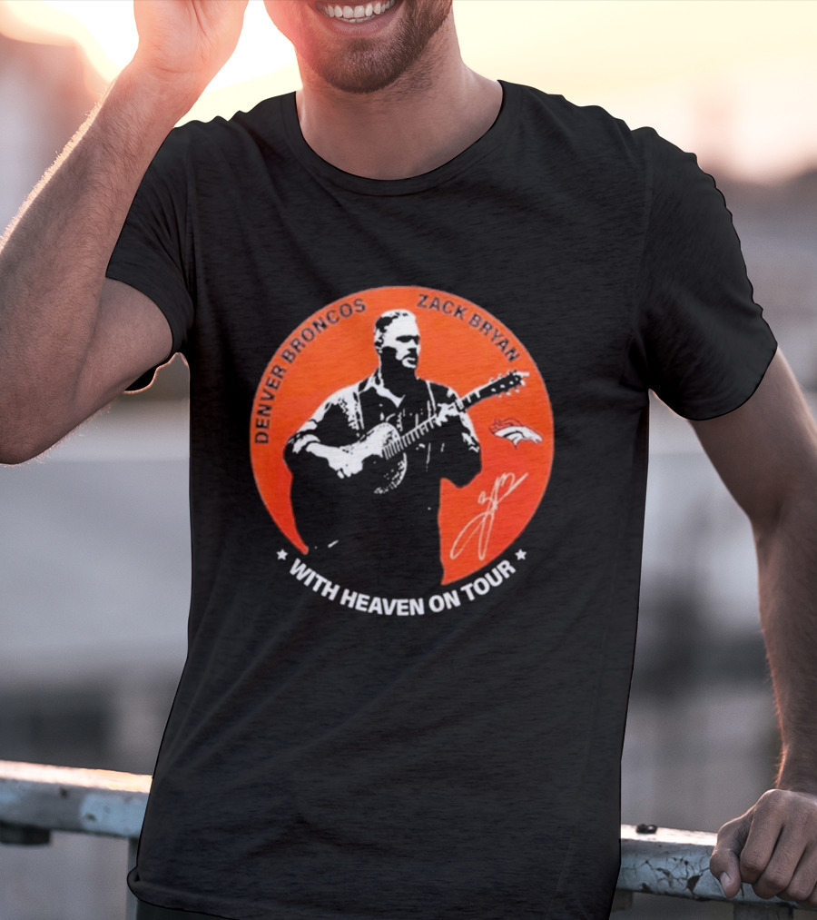 Denver Broncos 2026 Zach Bryan With Heaven On Tour Football Collaboration T-Shirt
