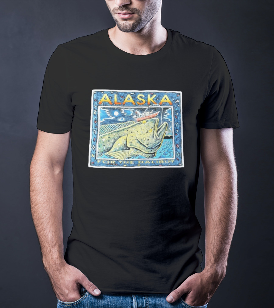 Alaska For The Halibut Fishing Adventure Under Moonlit Sky T-Shirt
